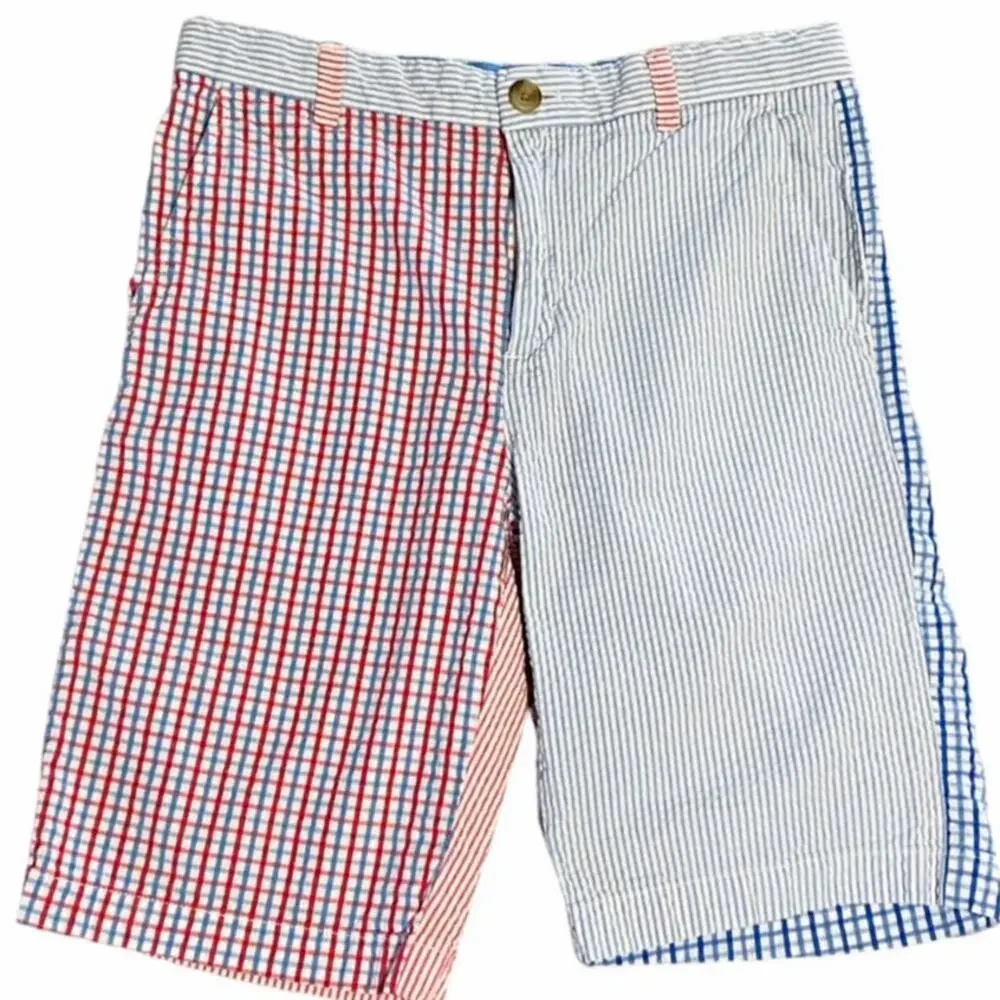 VINEYARD VINES Red White Blue Seersucker Party Stretch Breaker Shorts ~ Boys 16